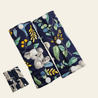 Navy Koala & Sloth Universal and reversible pram liner with matching strap covers