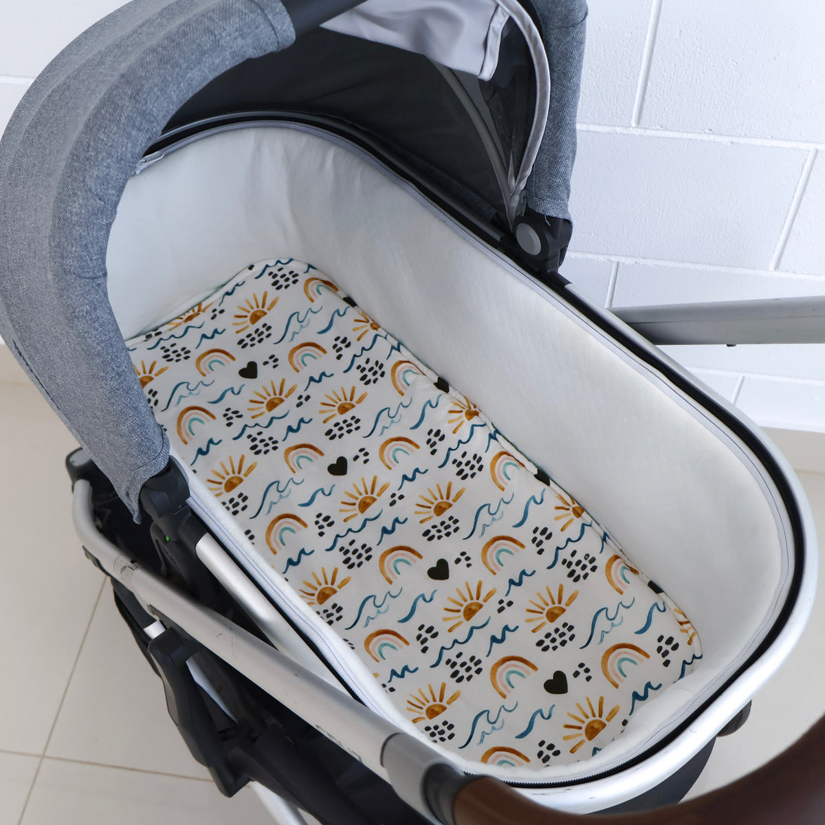 Universal Pram Bassinet Liner - waves