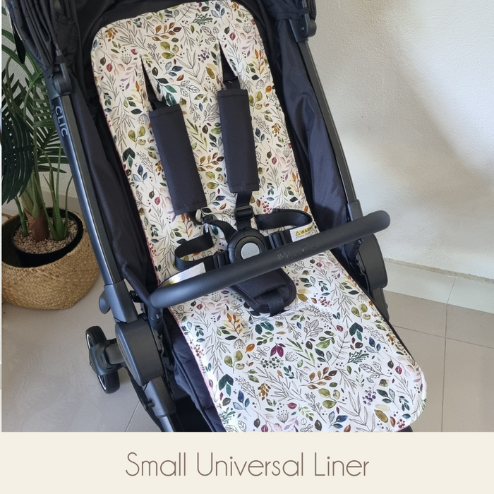 Small Universal and reversible pram liner with matchign strap covers