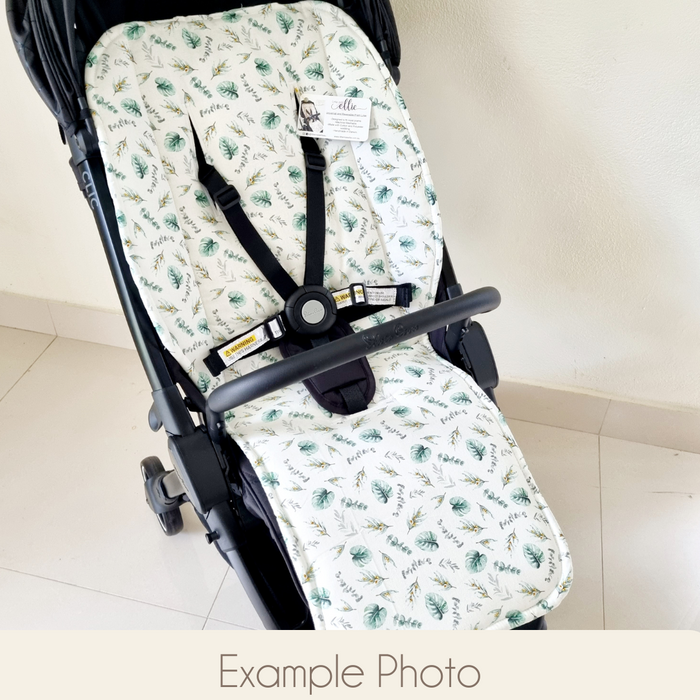 Universal and reversible pram liner with matching strap covers