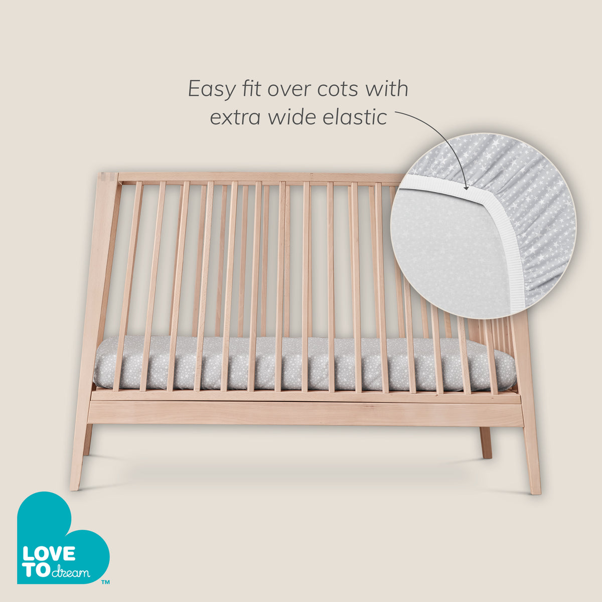 Love To Dream™ Twin Pack Fitted Cot / Crib Sheet Gray