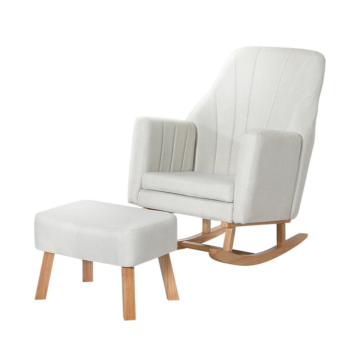 Artiss Rocking Chair Armchair Linen Fabric Beige Jonah